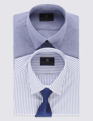 2 Pack Easy to Iron Shirt with Tie